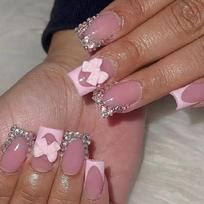 French Styles Press On Nail Short Almond Shape Tips Artificial Nail For Salon Effect ABS Durability Daily Party Use 1