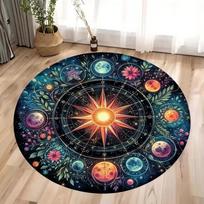 Vikama Flannel Tarot Round Rug Mandala Life Flower Altar Cloth Divination Meditation Circle Galaxy Tarot Mat Constellation Cloth 60cmx60cm gray