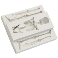 Skull Skeleton Chocolate Silicone Molds 3D Skeleton Bone Silicone Mold For Candy Cookie Making DIY Bakning-B61B white