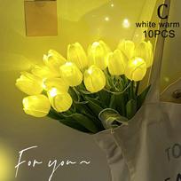 10pcs Tulips with LED Light Artificial Tulip Flowers Table Lamp Simulation Tulips Bouquet Night Light Gifts for Home Decoration