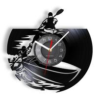 Kayak Water Sport Canoeing Vinyl Record Wall Clock Lakehouse Inspired Decor Vinyl Album Artwork Vintage Clock Watch Kayaker Gift gray