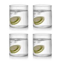 4PCS Ripple Whisky Glasses, Water Glass, Juice Glass, Water Cup Set of 4 320-330ml brown