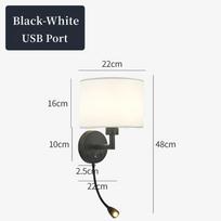 Modern E27 Fabric Wall Lamp 5W LED Reading Light Adjustable Bedside Sconce for Bedroom Hotel Living Room 12W Warm White