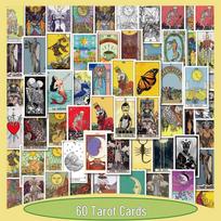50-110 Personalized Retro Tarot Card Graffiti Stickers: Non-repeating, Waterproof, DIY Suitcase Style yellow