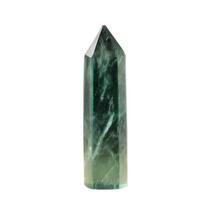 Natural Fluorite Green Quartz Crystal Stone Point Healing Hexagonal Reiki Wand 5-6cm black