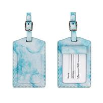 PU Leather Luggage Tag Suitcase Identifier Baggage Label Boarding Bag Tags Name ID Address Holder Travel Accessory mėlyna
