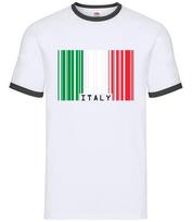 Italy Barcode Style Flag - Mens Ringer - Italian Barcodes Born Country XS white