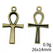 Egyptian Charm Ankh Cross Pendant Set Amulet Charms For Religious Vintage DIY Jewelry Supplies For A01-Antique Bronze-10pcs beige