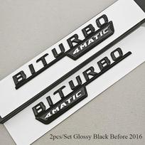 Logo TURBO 4MATIC Automobilio emblema Abiejų pusių sparno lipdukas Mercedes Benz AMG X247 C117 W117 GLE53 GLA45 A45 A35 CLA35 CLA45 white
