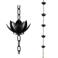 Rain Chain for Gutters Downspouts Outside Flower Rain Chain Cups Functional Decorative Replacement for Gutter Downspout 1 black