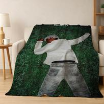 3D K-Ken Snger C-Carson Cover Xperiment Flannel Blanket Soft Throw Blanket Art For Home Decor Bedroom Bed Sofa Picnic Fans Gifts 75cmx90cm gray