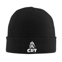 Futbolo legenda CR7 Megzta kepurė moterims vyrams Beanie kepuraitės Žieminės kepurės Akrilinė Šilta Melon kepurė, One Size black