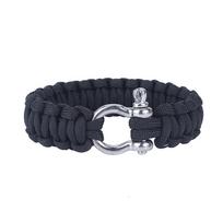 Military 550 Paracord Woven Survival Bracelet Stainless Steel Buckle Kit Outdoor black