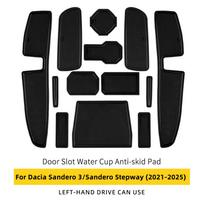 Car Door Groove Mat For Dacia Sandero 3/Sandero Stepway III Anti-Slip Door Slot Pad Auto Sandero Stepway Accessories PVC BLACK / 13PCS black