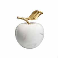 Kriaušės skulptūra su paauksuotu paviršiumi Poliruotas marmuro ornamentas Small for Apple white