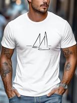 Minimalist Line Sailboat Print Mens Crew Neck Short Sleeve Tee Soft Summer For Sailing Lover Da XXXXL gray