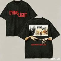 Dying Light Išplėtiniai marškinėliai Anime gerbėjui Harajuku Naujas modelis Per dideli Vintažiniai Laisvi Streetwear Klasikiniai Unisex Aukštos kokybės Poroms S black