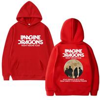 Rock band Imagine Dragons World Tour Double Sided Graphic Hoodie Men women hip hop punk streetwear Unisex Fleece Casual pullover S red
