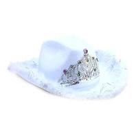 Feather Tinsel Brim Cowboy Hat for Women Western Cowboy Hat Church Hat Model Show Cowboy Hat Rhinestones Crown Hat balta