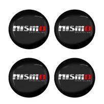 4 vnt. aliuminio metalinis emblemos lipdukas ratų centrinei daliai, ženklelis automobiliui Nissan Nismo 350Z 370Z GTR Patrol Juke X-Trail Qashqai black