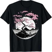 Japanese Sakura Garden Geisha Mount Fuji Cherry Blossom T-Shirt 2XL gray