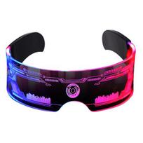 LED Akiniai 7 Spalvos 12 Režimų Cyberpunk Akiniai Mirksintys Šviečiantys Akiniai Helovinui Cosplay Vakarėliui Barui A black
