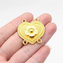 Floral 4-Hole Necklace Connectors Pendants Antique Bronze Silver Jewelry Making Connect Pendants Style Small Hole Beads A40-4pcs-31x32mm