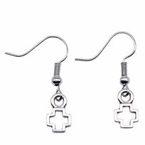 Cross Dangle Earrings Minimalist Gothic Christian Symbol Drop Earrings Girl Jewelry A32-1pair-7x12mm