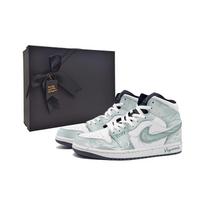 Jordan Air Jordan 1 Empty Mountain Mist, Dark Cyan Abrasion Resistant Mid top Vintage Basketball Shoes Unisex Cyan DQ8426-001(Team603-S-BOX) 40