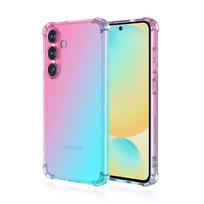 For Samsung S2 Ultra Edge Rainbow Gradient Transparent Case For Galaxy S24 FE S23 Four Corners Shockproof Soft Silicone Cover For Galaxy S24 FE pink