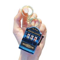 Yousheng Mini Casino Game Console Keychain Portable Plastic Key Chain Fun Gift for Gamers Multi-Functional Gaming Key Ring mėlyna