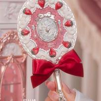 Flower Knows Strawberry Cupid Collection Makeup Mirror Sweet Princess Girl Style Handheld Portable Travel Beauty Mirror white