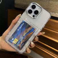 Transparent Card Slot Bag Holder Phone Case For For Iphone 17 15 14 13 11 12 16 17 Pro Max Shockproof Protection Hard Acrylic Cover For iPhone 17Pro Max&Case & Holder white