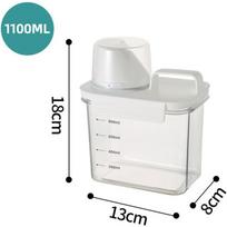 Skaidrus skalbimo miltelių dozatorius plastikinis skalbinių dozatorius, skalbimo kambario priedai 1100ml
