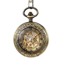 Roman Classic Fully Automatic Mechanical Pocket Watch Retro Uncovered Men'S And Women'S Mechanical Pocket Watch beige