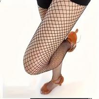 Trendy Women's Cross-Border Fishing Net and Ripped Denim Pantyhose Combo One Size beige