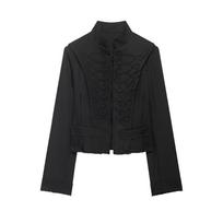 2026 spring new European and American cross-border women's clothing street fashion retro stand-up collar buckle short jacket w039 8070 S