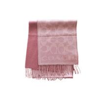 COACH   C Jacquard Fringe Wool Silk Scarf Classic Fashion Winter Pink 76384-PNK rožinė