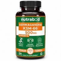 Nutrabud Ashwagandha KSM66 500mg - 30 Capsules - KSM 66 Ashwagandha Tablets for Men & Women - 5% Withanolides for Stress Relief, Energy & Recove