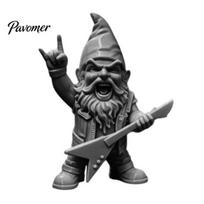 Unique Patio Landscape Decor Rock Guitar Dwarf Figurine, Retro Punk Style Garden Gnome Statue, Outdoor Player Figurine Hand Painted PLA Sculpture for