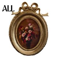 Retro Photo Frame Frame, Golden Coated Distressed Picture Resin with Rococo Round Texture, Tabletop And Wall Mount Decor for Wedding Family C black