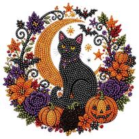 1 Set DIY Pumpkin Diamond Art Kit Pumpkin Design Diamond Painting Hanging Ornament  Halloween Party Style1