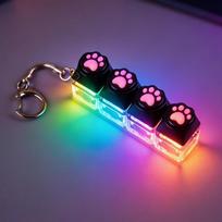 LED šviečiantis raktų pakabukas Klaviatūra Spaudžiamas mygtukas Fidget žaislas Streso ir nerimo malšinimui Nešiojamas stalo aksesuaras Biuro dekoras Dovana black