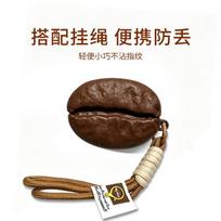 Earphone Case for Airpods 4 ANC & Airpods Pro 3 2 Coffee Bean Shape Soft PVC Protection Cover with Protable Anti-lost Lanyard For airpods4 brown
