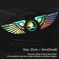 Color Laser Angel Wings Car Windshield Hood Trunk Sticker Car Accessories Tool for Skoda RS Rapid Yeti Karoq Vision Octavia