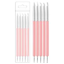 Cross-border 5-Piece Nail Art Set: Double-ended Dotting, Silicone, Indentation, and Carving Pens in Macaron Colors white