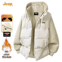 Jeep Men's Hooded Faux Two-Piece Casual Jacket S abrikosas