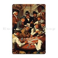 Vintage Old West Poker Game Poster Metal Signs Garage Wall Printing Wall Mural Pub Mural Tin Sign Poster 20x30cm