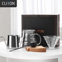 CLITON Pour-Over Coffee Brewing Set with Hand Grinder white