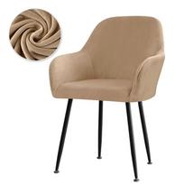 Soft Velvet Dining Chair Cover Stretch Spandex High Armchair Covers Elastic Chair Slipcover For Office El Wedding Living Room 1pc Chair cover beige